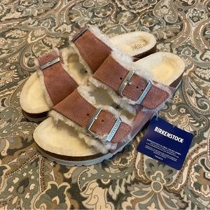 NWT Birkenstock Arizona Shearling Pink Clay Sz 38 US 7-7.5 N